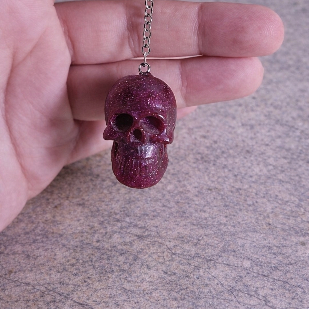 handmade Purple Skull head  Pendant Necklace